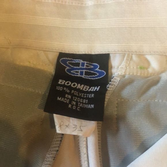 Boombah baseball pants white with green and navy stripes big belt loops - Picture 7 of 8